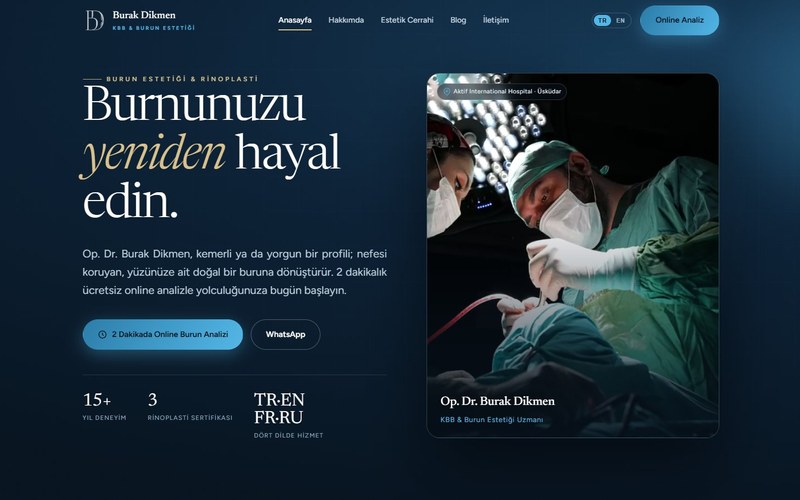 Op. Dr. Burak Dikmen — ENT and Rhinoplasty bilingual website